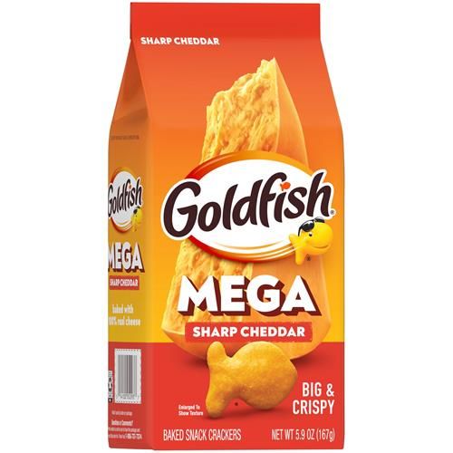 Goldfish Mega Bites, Sharp Cheddar Crackers, 5.9 Oz Bag