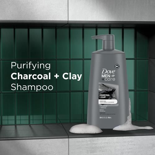 Dove Men+Care Men Shampoo For Healthy-Looking Hair Charcoal + Clay Naturally Derived Plant Based Cleansers 25.4 Oz