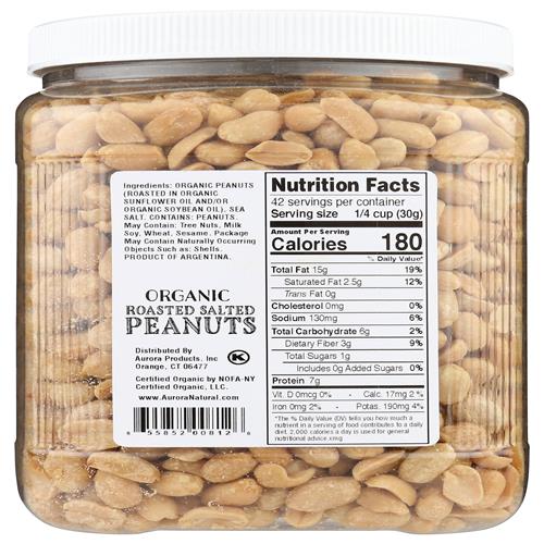 Aurora Products Organic Roasted & Salted Peanuts, 44 Oz