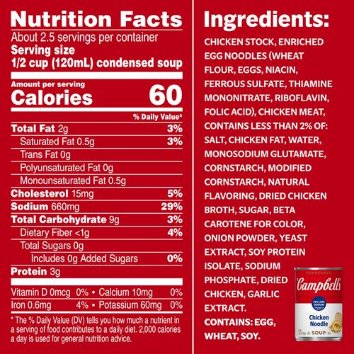 Campbell’S Condensed 25% Less Sodium Chicken Noodle Soup, 10.75 Oz Can