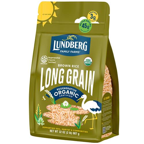 Lundberg Brown Rice, Regenerative Organic Certified – Non-Sticky, Aromatic Long Grain Rice, Responsibly Grown In California, 32 Oz