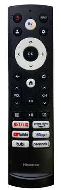 Hisense 299843 Netflix YouTube Tubi Prime Video Disney+ Remote Control -- New