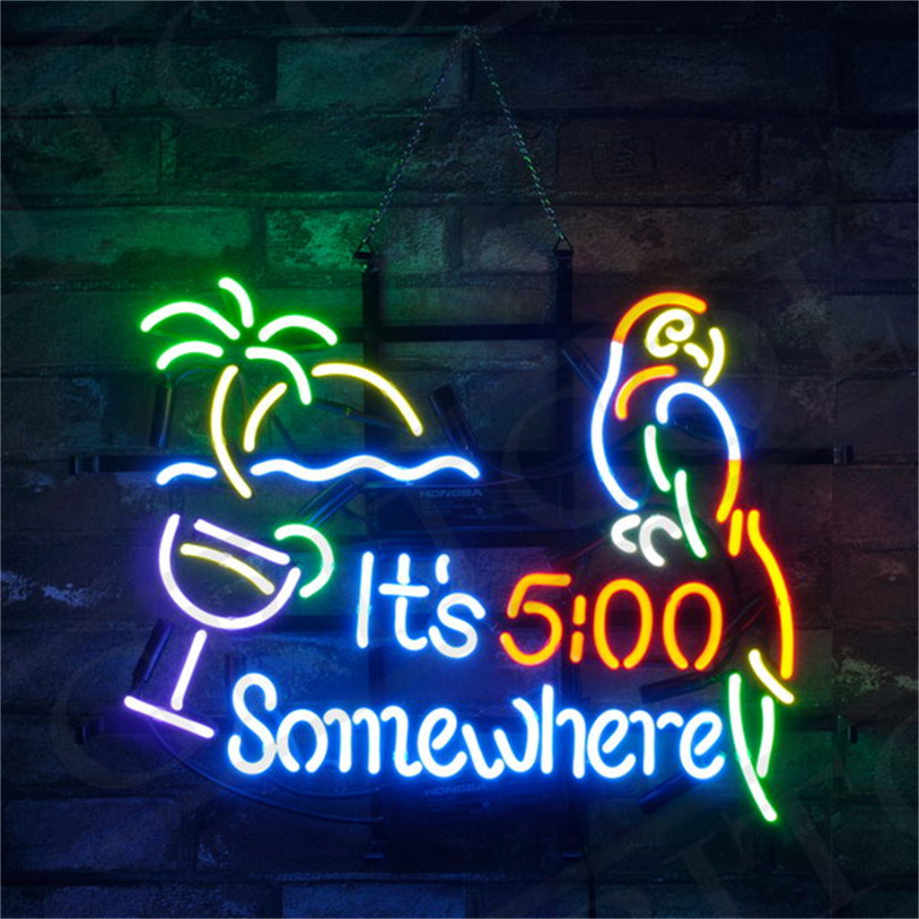 It's 5 o'clock Somewhere Parrot Neon Signs Light