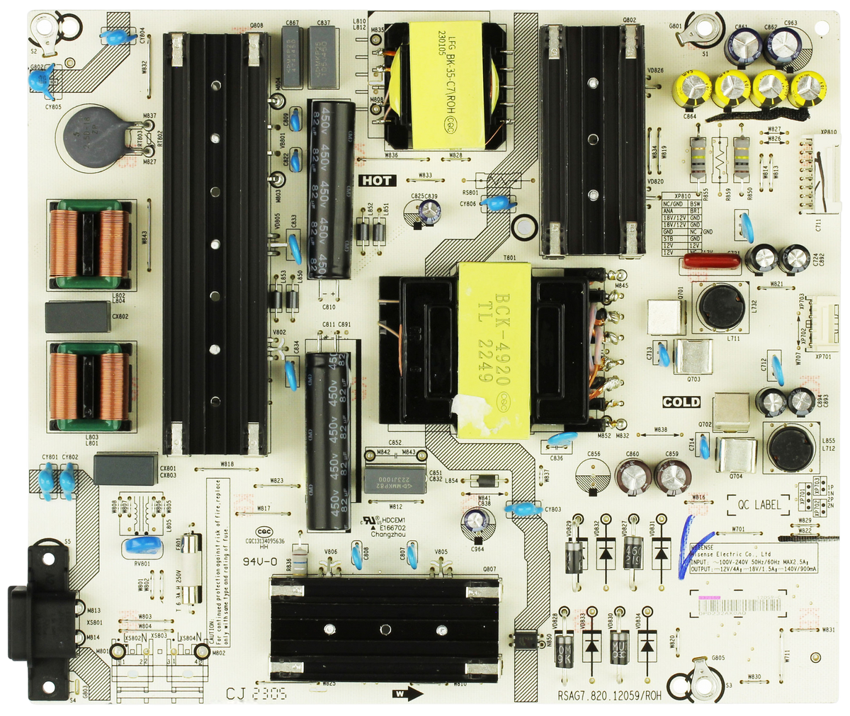 337159, Hisense Power Supply Board, RSAG7.820.12059/ROH, 70R6E4, 70A65H