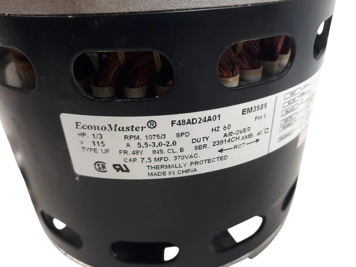 F48AD24A01 EconoMaster 3-Speed Furnace BLOWER MOTOR 1/3 HP 115 Volt EM3585